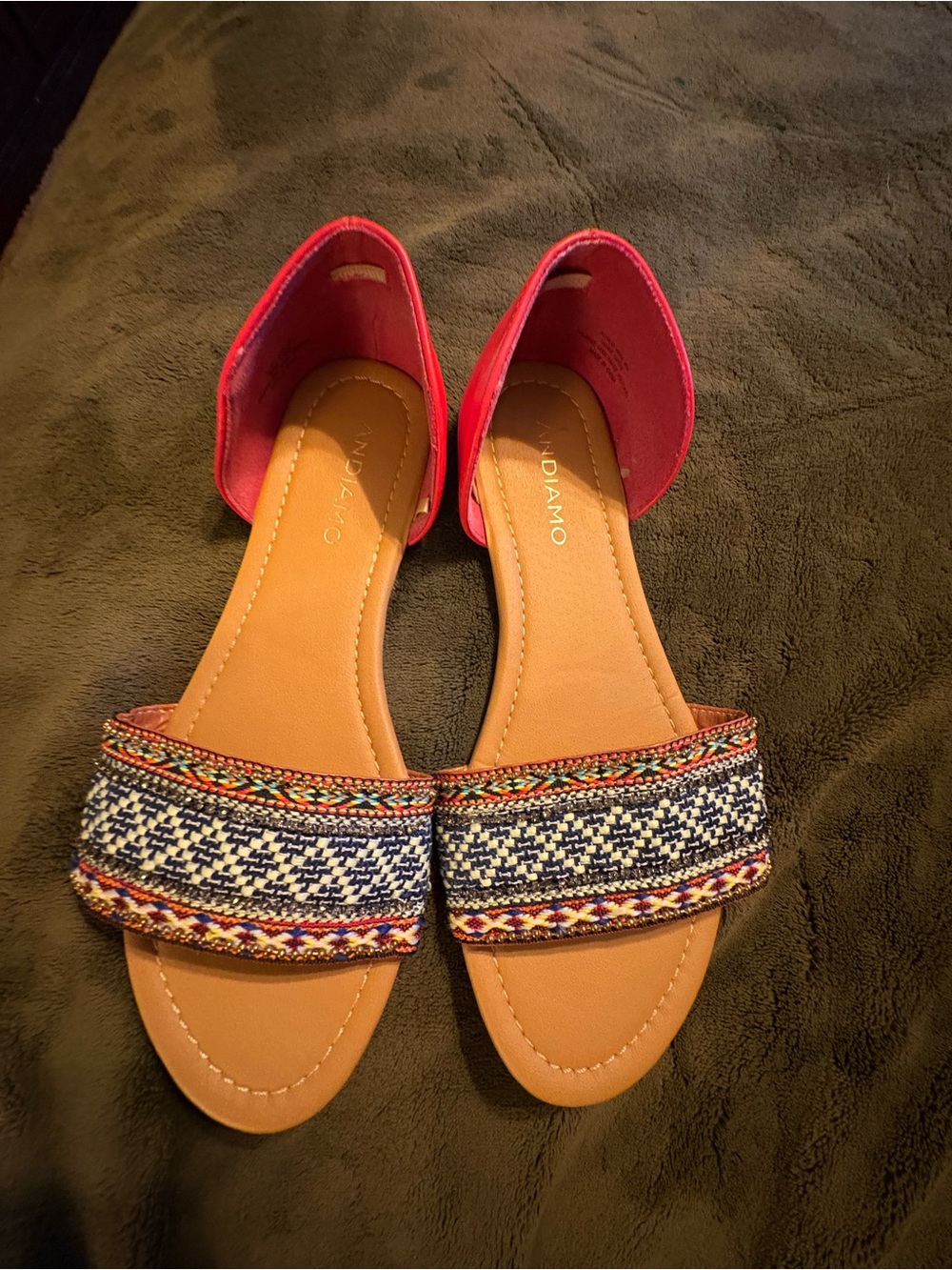 Andiamo Red Slide Mule with Soft Fabric Upper